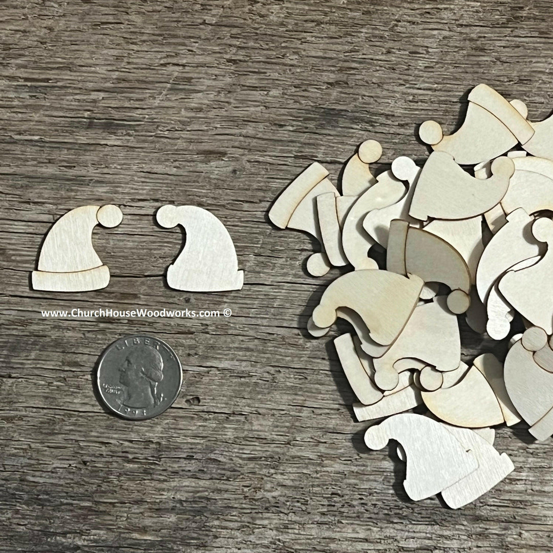 1 inch wood santa hats for crafts and earring making