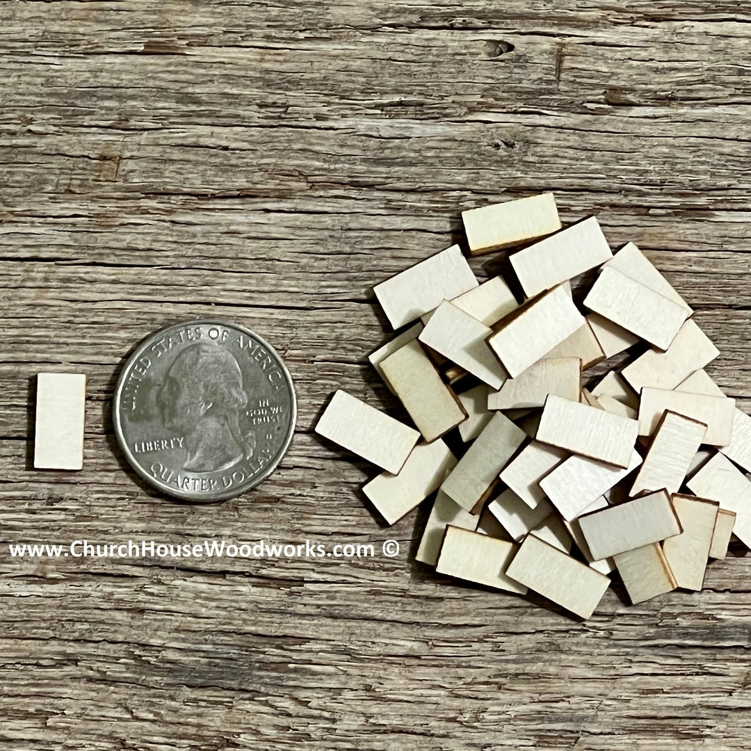 tiny 1/4" x 1/2 inch wood rectangles dollhouse miniatures