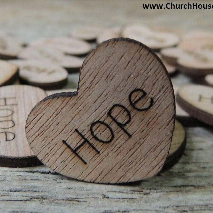 Hope 1 inch wood hearts for rustic weddings receptions decor table confetti