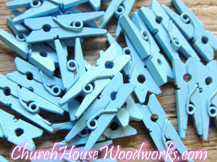 Pack of 100 Mini Light Blue Clothespins