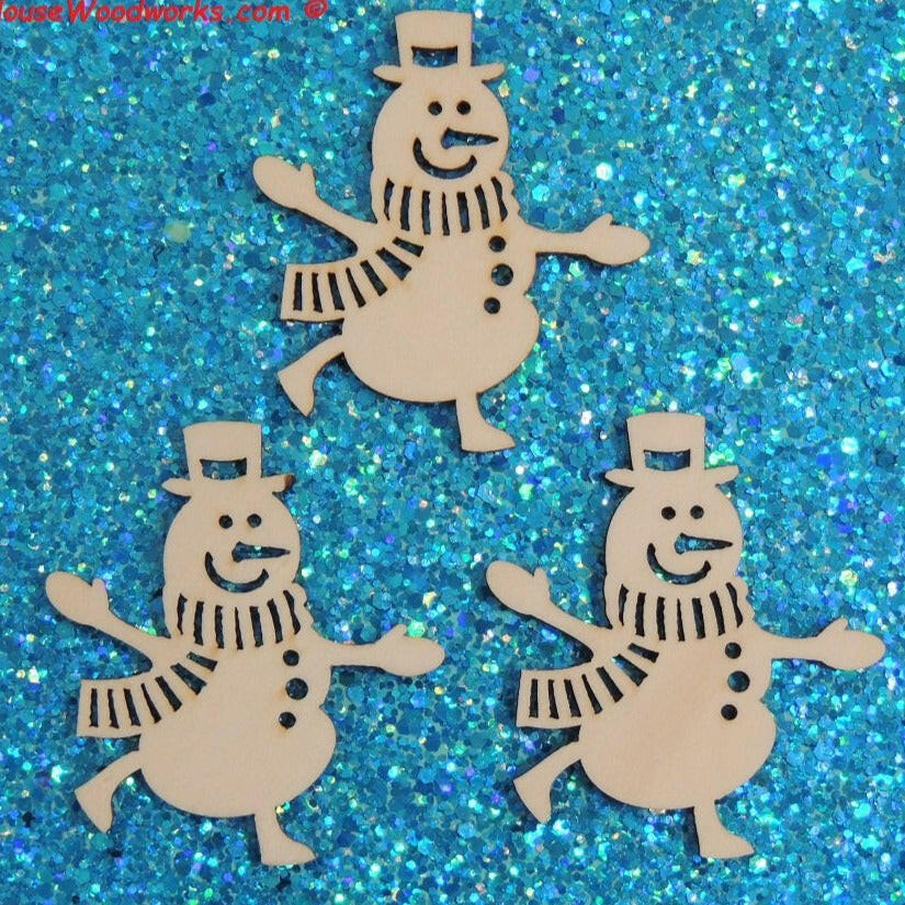 2 inch wood snowman snowmen man for Christmas ornaments crafts art diy