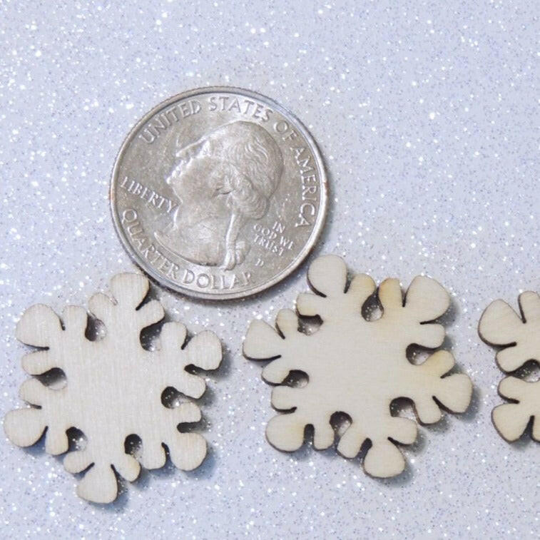 mini small 1 inch wood snowflake for diy Christmas ornament supplies crafts wooden shapes
