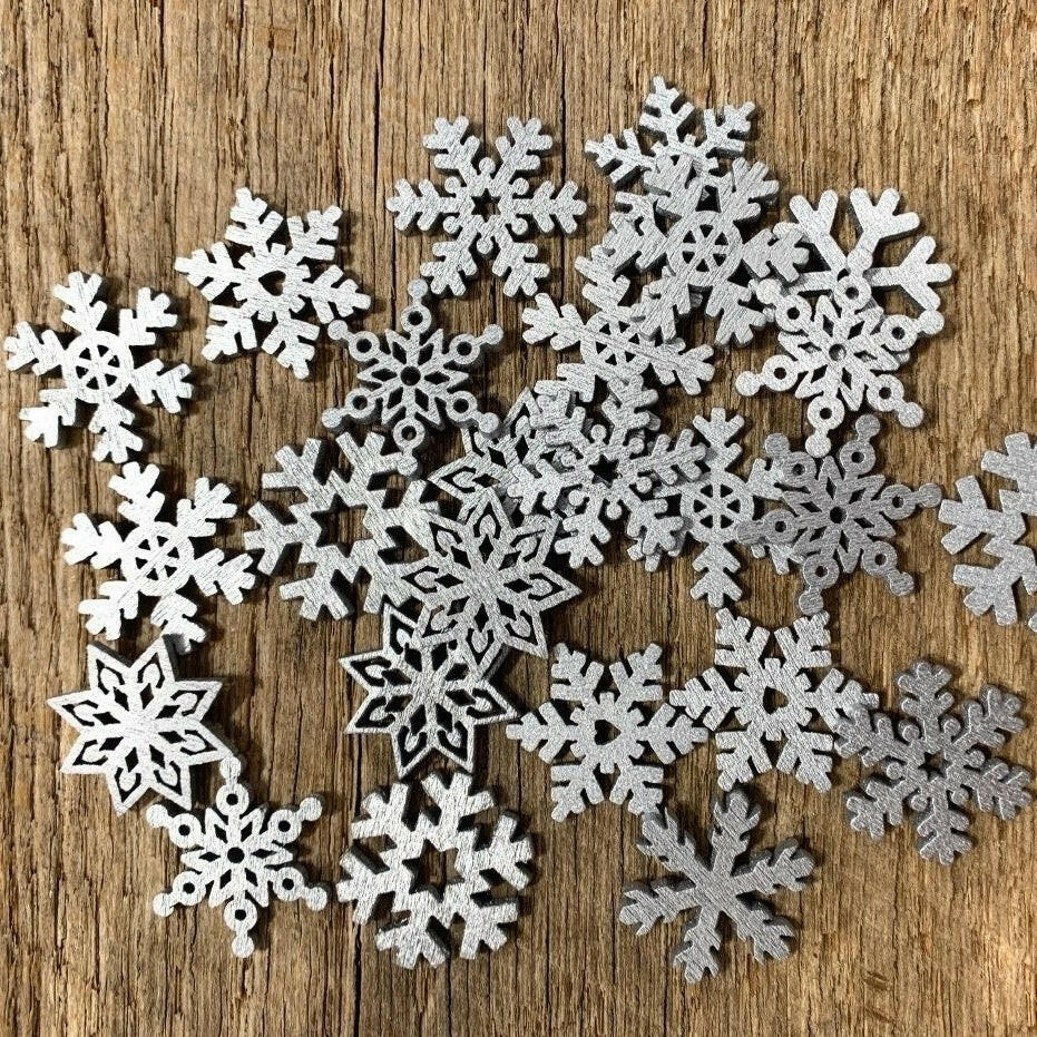 1 inch mini silver snowflakes for christmas crafts and ornaments