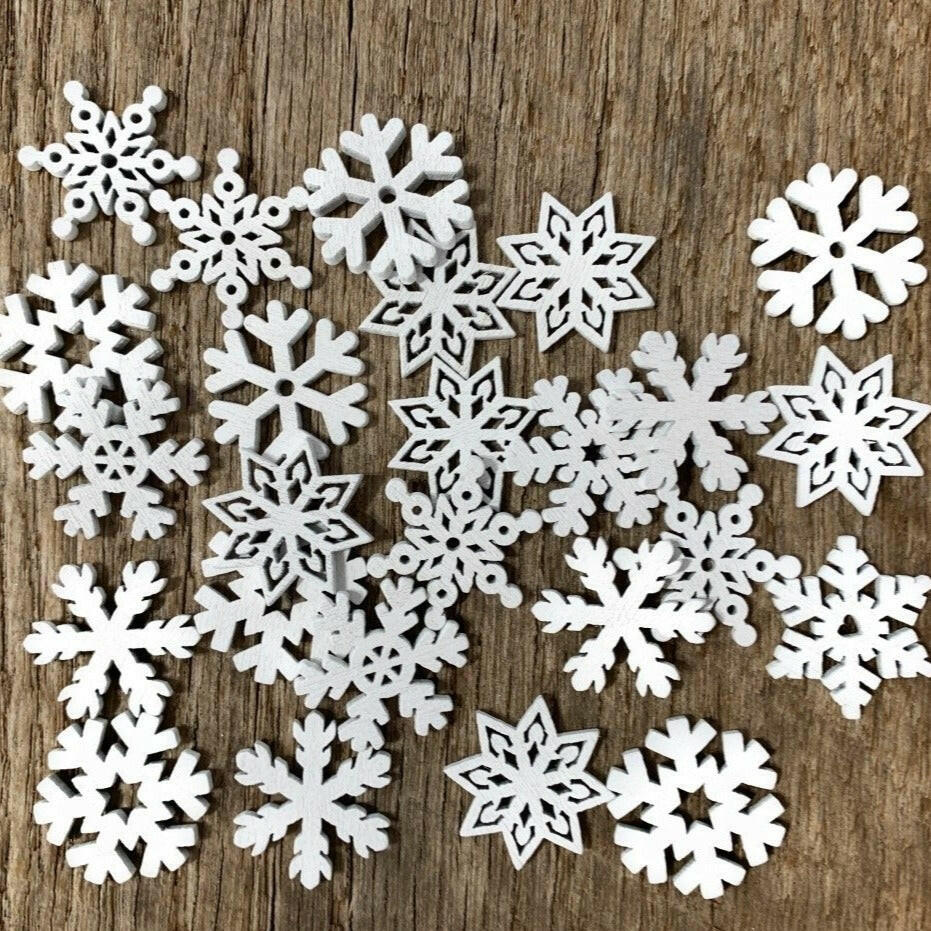 white mini 1 inch snowflakes for christmas crafts