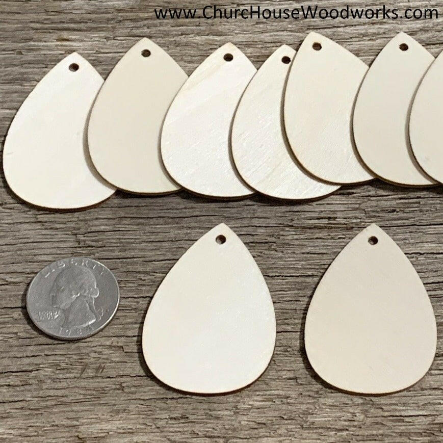 2 inch wood teardrop earring blank tags