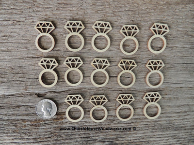 Wood Diamond Wedding Ring Confetti Shape