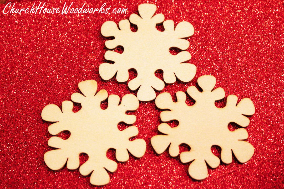 Wood Snowflake woodcraft shapes for Christmas