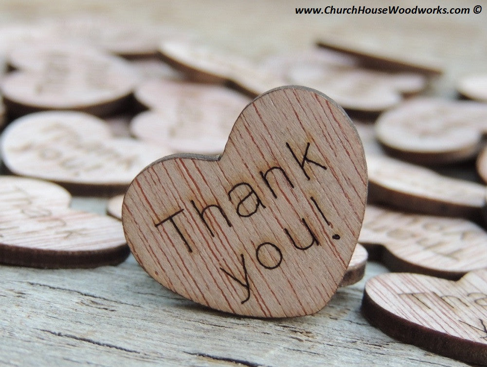 Thank you gift tags wood hearts