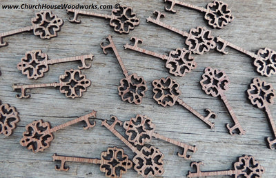 Small Wood Skeleton Key Shapes