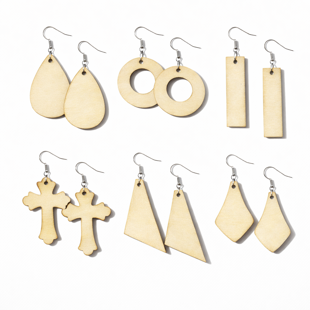 Unfinished Wood Earring Blanks Laser Cut Shapes