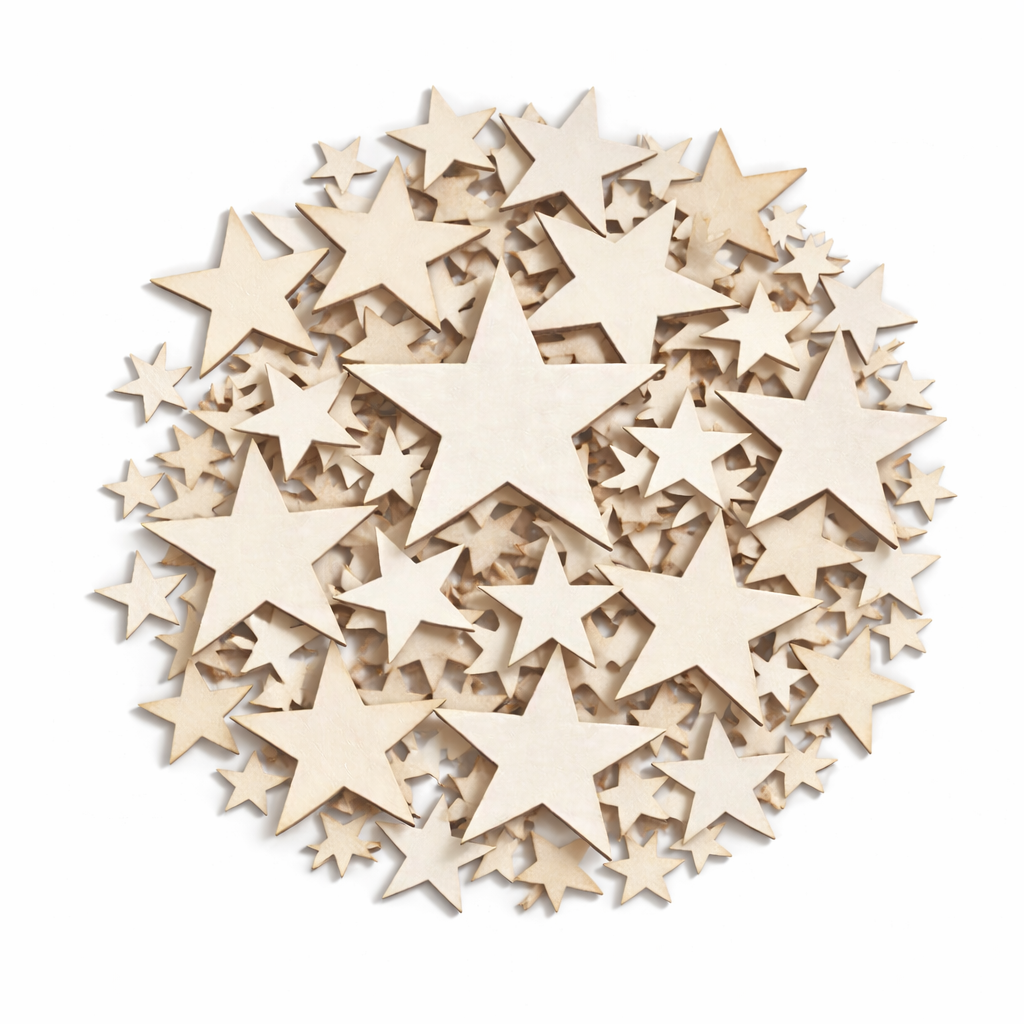 Laser Cut Unfinished Wood Stars