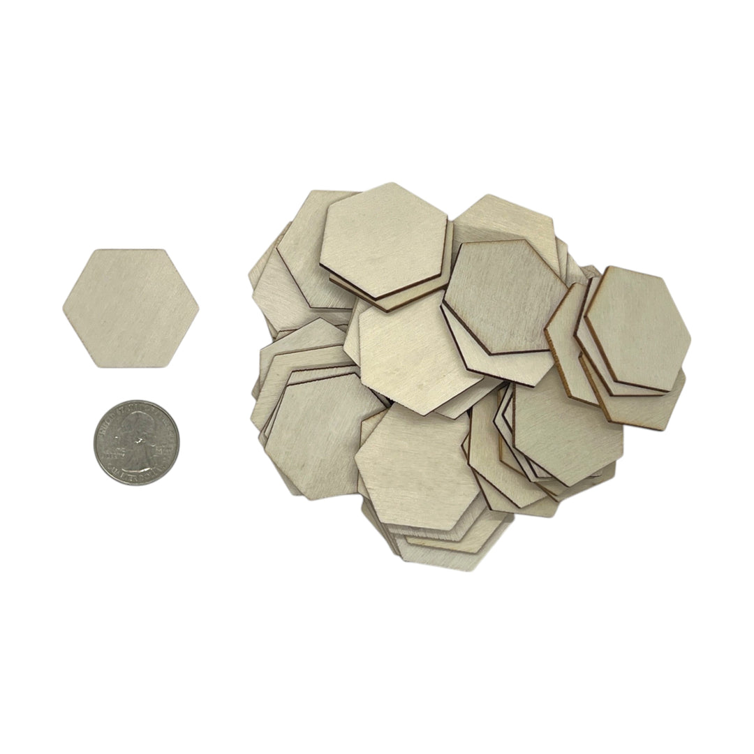 1-1/2" laser cut wood hexagons