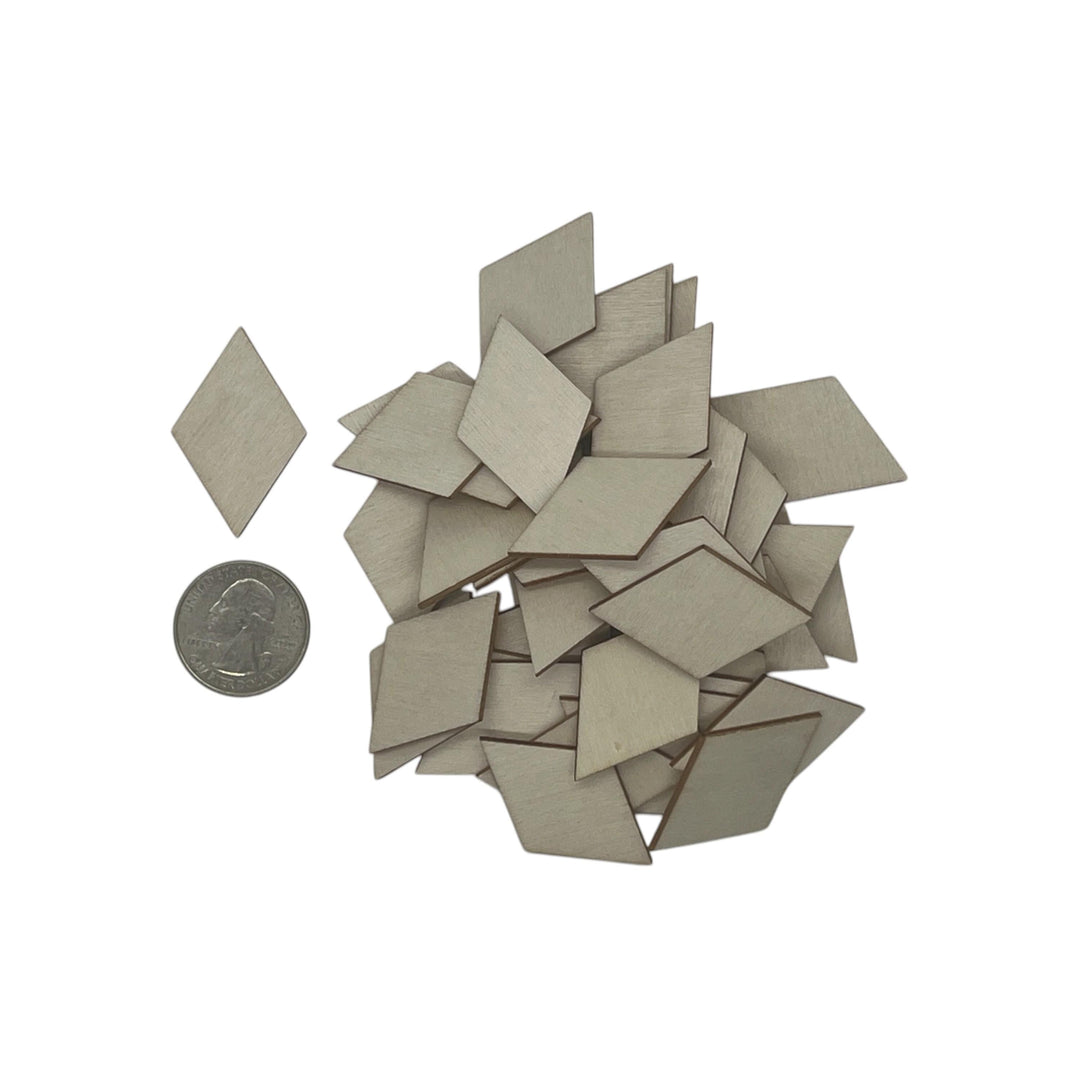 1-1/2" laser cut wood diamond craft shapes
