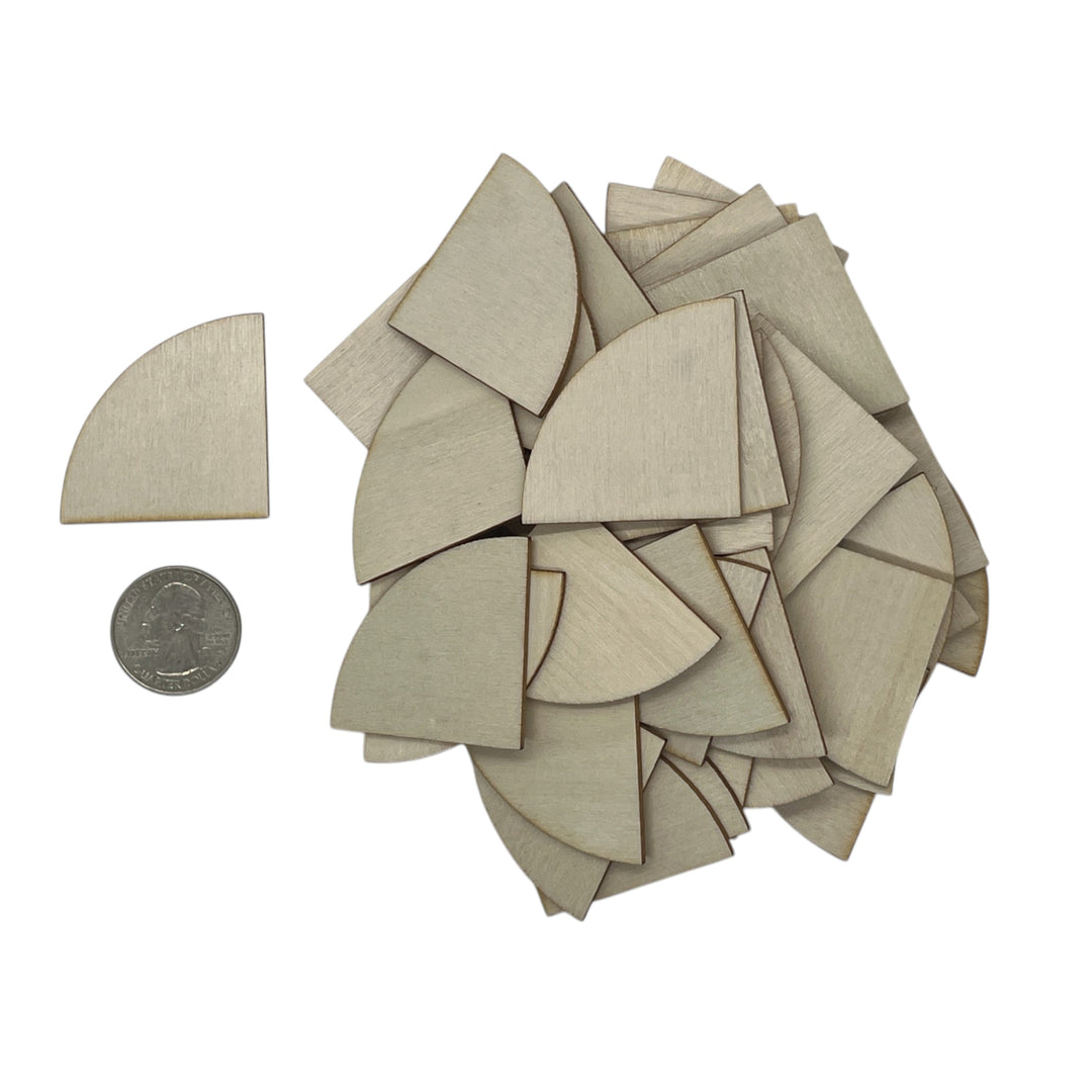 1-1/2" quarter circle laser cut wood shape