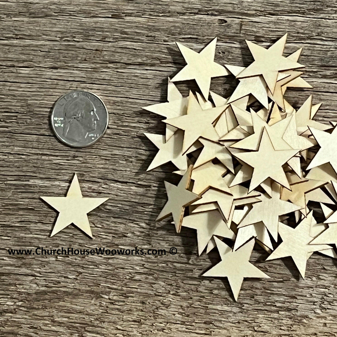 1-1/8" inch wood wooden stars