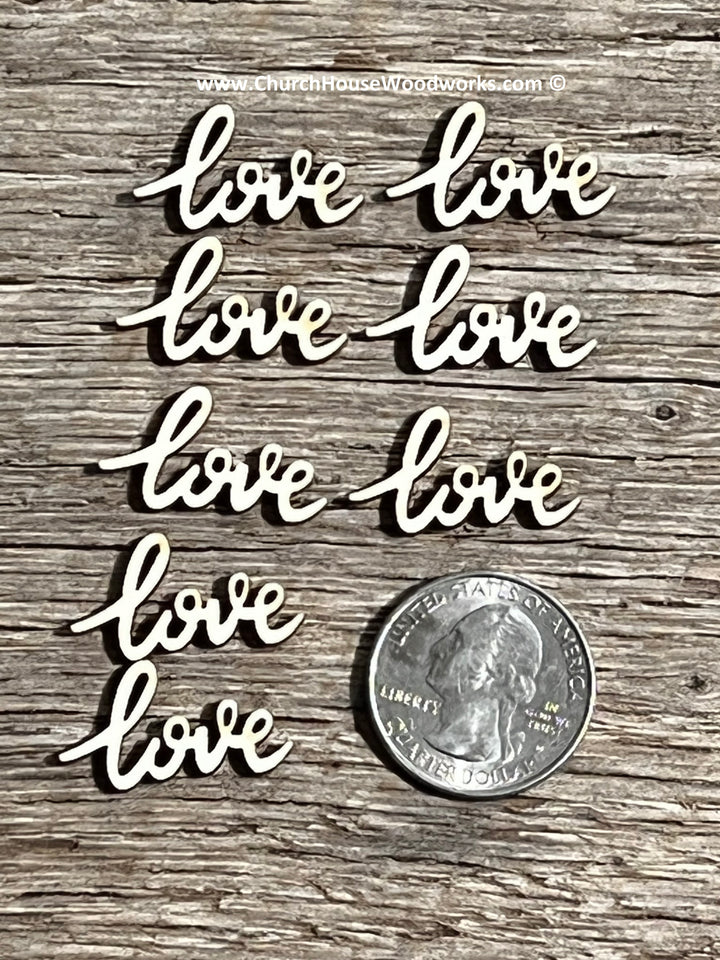 1 inch cursive wood lettering love