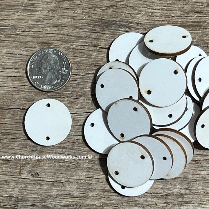1 INCH WHITE CIRCLE BLANKS with TWO holes