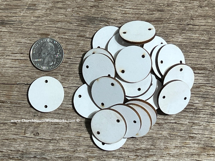 1 INCH WHITE CIRCLE BLANKS with TWO holes