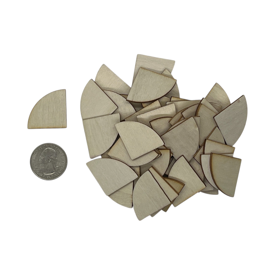 1" quarter circle laser cut wood shape