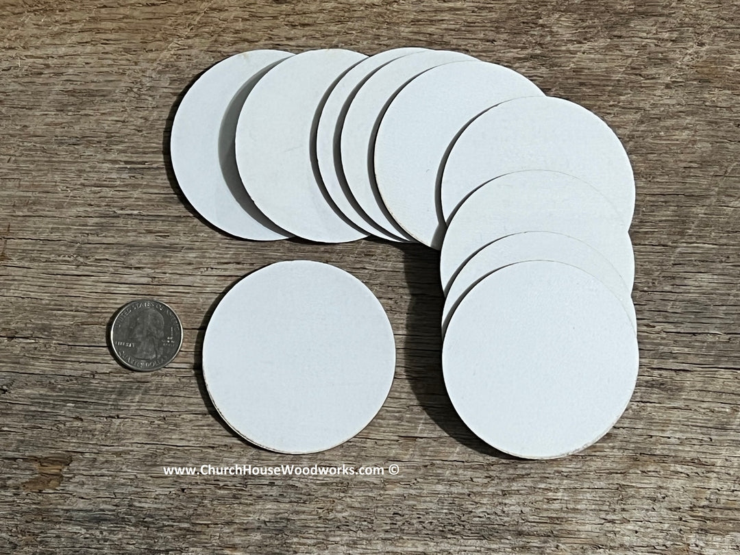 2.5 inch white wood laser cut blank circles with NO holes