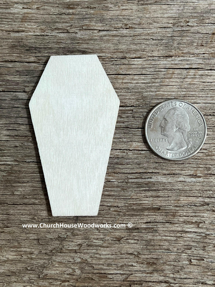 2.5 inch wood coffin shape halloween crafts