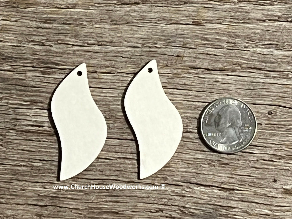 wavy curvy flame shape earring wood blank