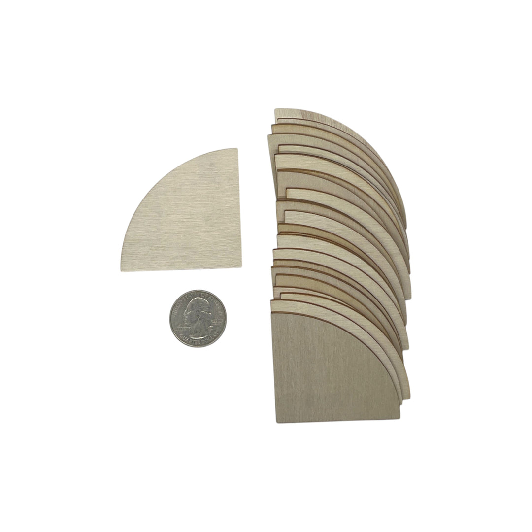 2" quarter circle laser cut wood shape
