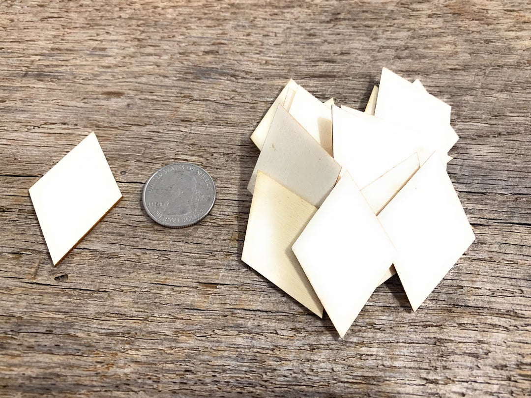 2" laser cut wood diamond craft shapes