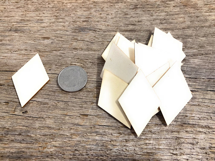 2" laser cut wood diamond craft shapes