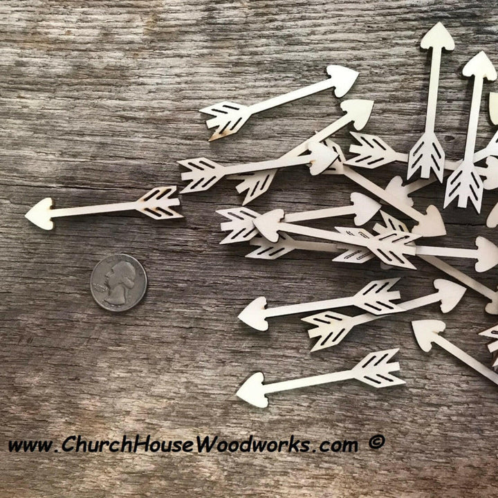 2.5 inch laser cut wood arrow shape 