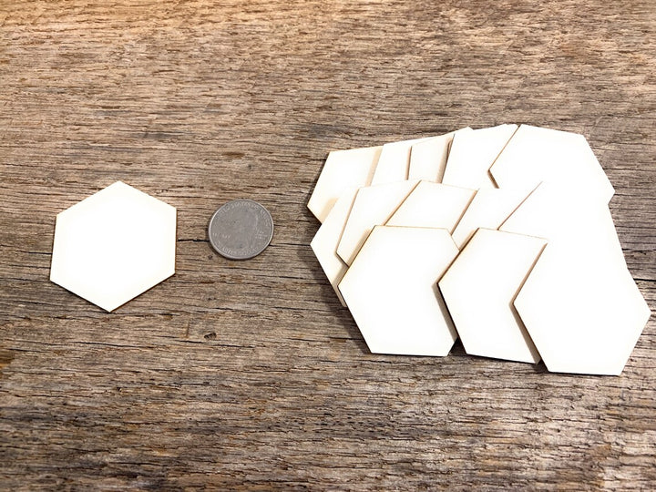 2 inch wood shape hexagon craft pieces