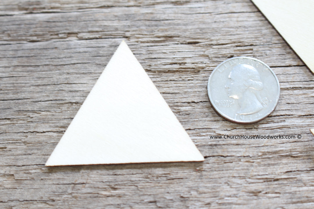 25 Small Wood Triangle - 2 inch