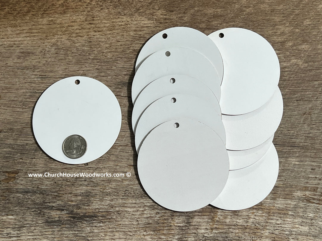 3.5 INCH WHITE CIRCLE BLANKS with ONE HOLE