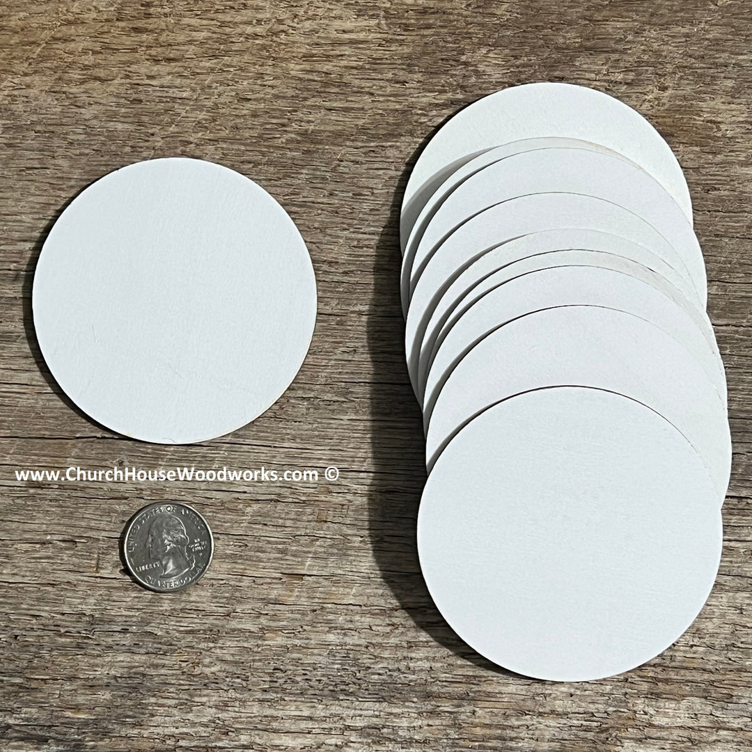 3 inch white wood laser cut blank circles with NO hole