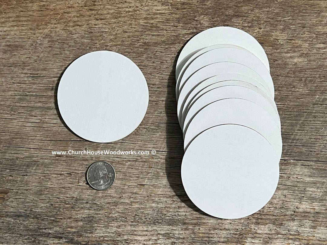 3 inch white wood laser cut blank circles with NO hole