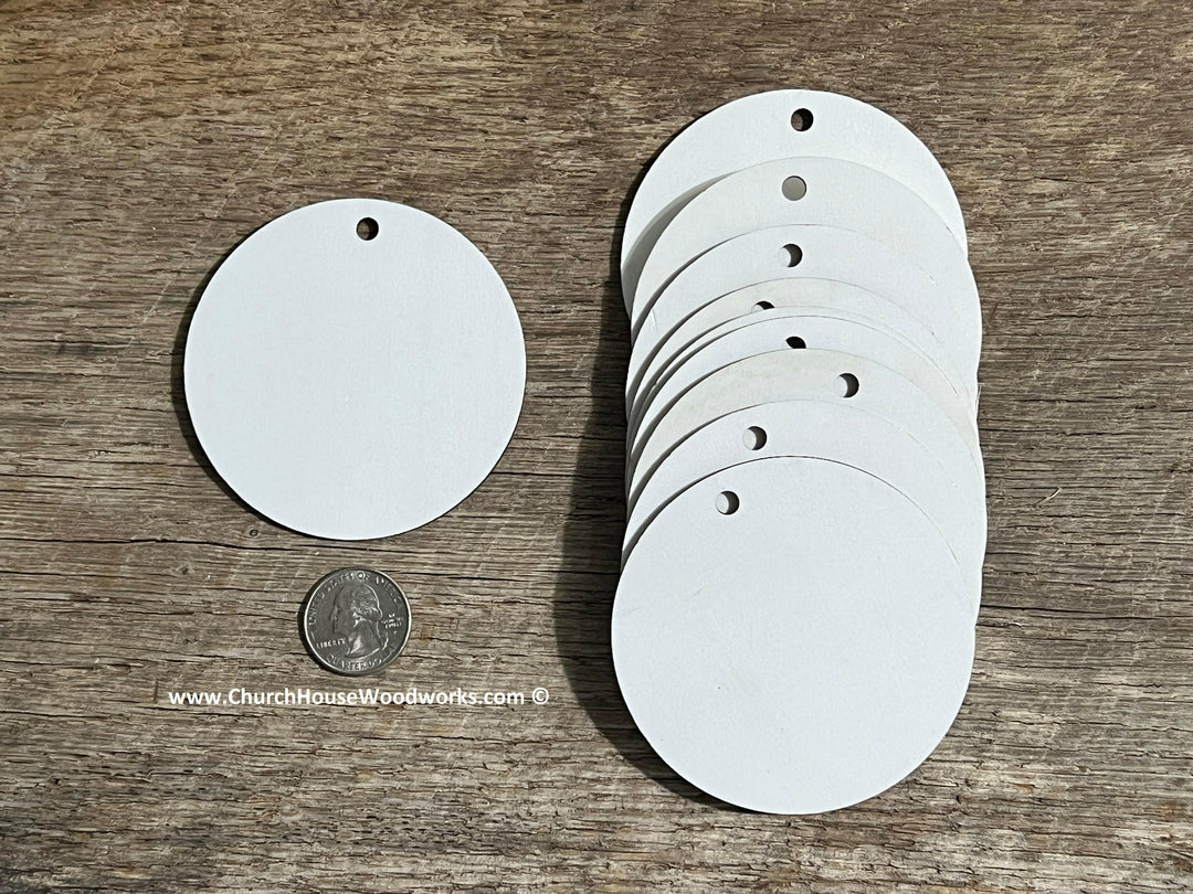 3 inch white wood laser cut blank circles with NO hole