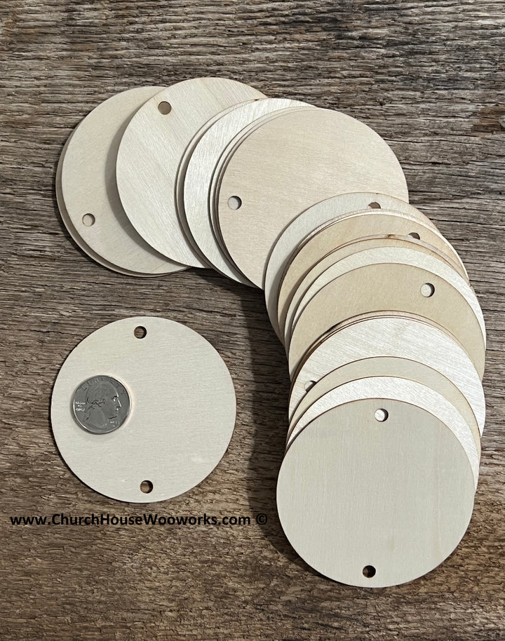 3 inch wood tags with two holes