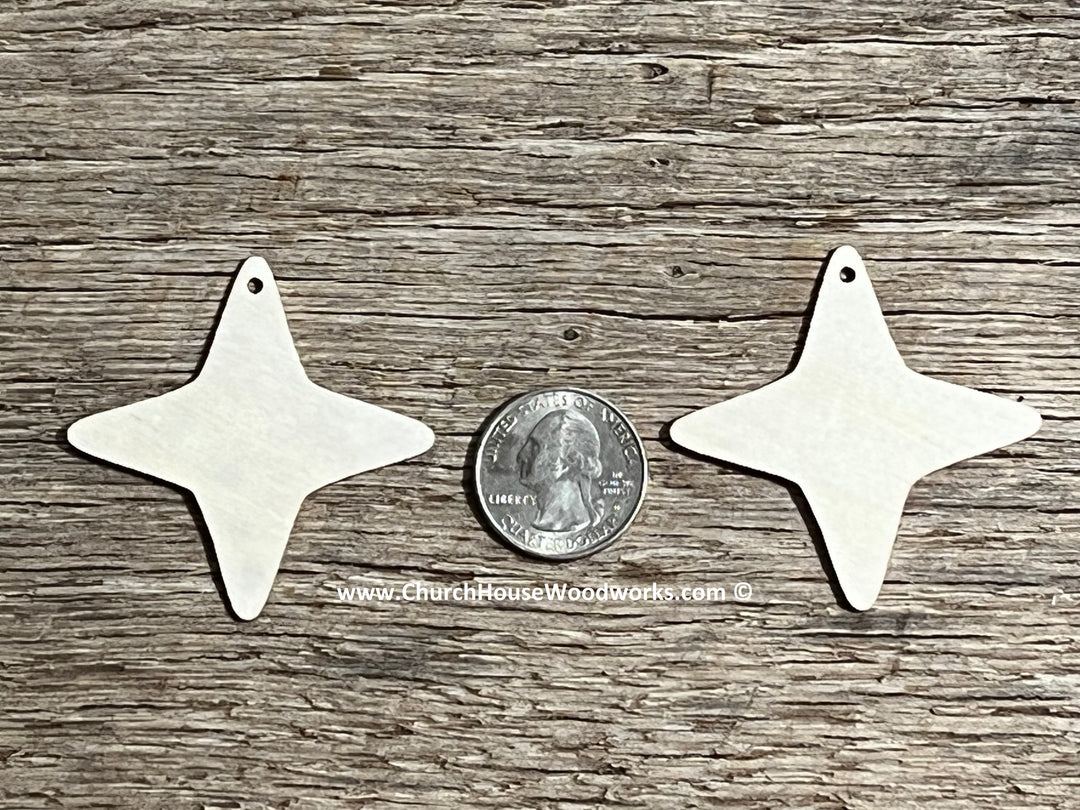 4 point star earring ear ring wood blank tags