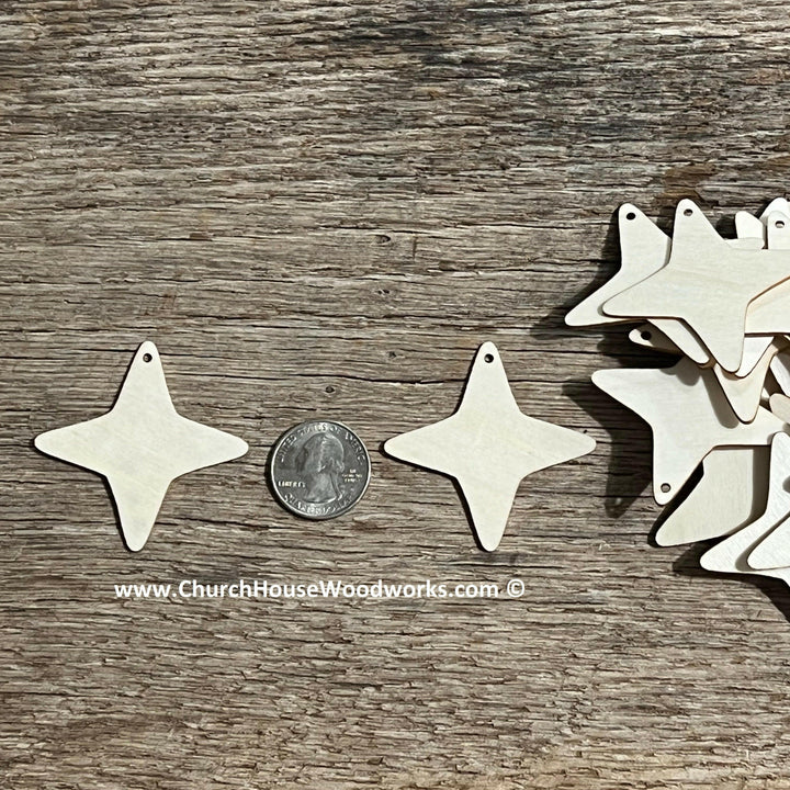 4 point star earring ear ring wood blank tags