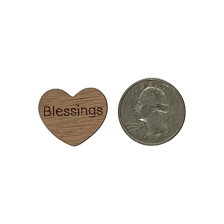 1 inch wood hearts with the word blessings on them confetti