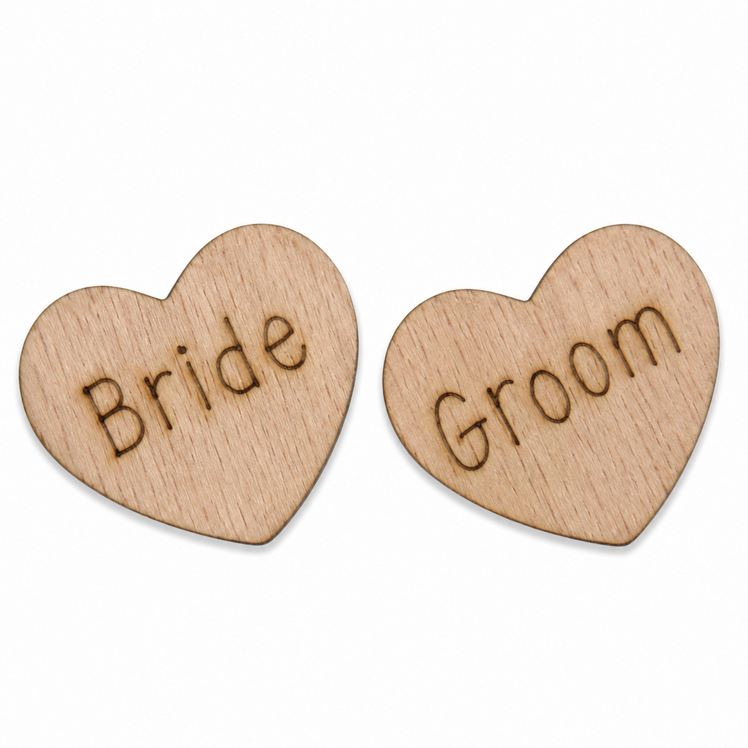 Bride and Groom wedding wood hearts for wedding shower or bridal shower getting married add these to our table as scatter decorations next to the guest book by ChurchHouseWoodworks.com