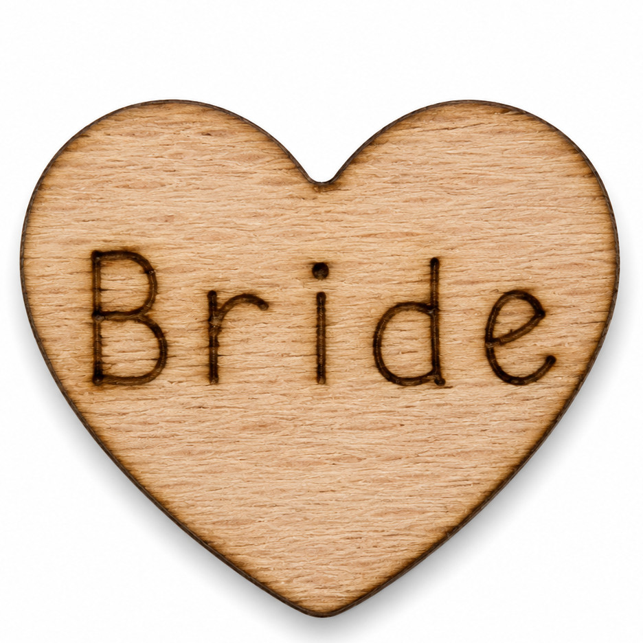 Bride Wood Hearts (100 qty) 1/2 inch