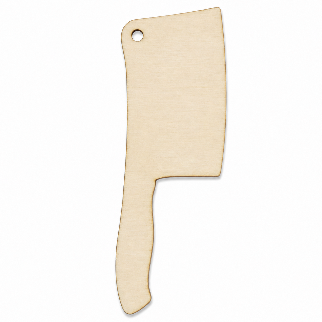 Wood Butcher Knife cutout shapes that are laser cut to paint on or add glitter to make Halloween Horror Necklaces or jewelry or Ornaments. By ChurchHouseWoodworks.com