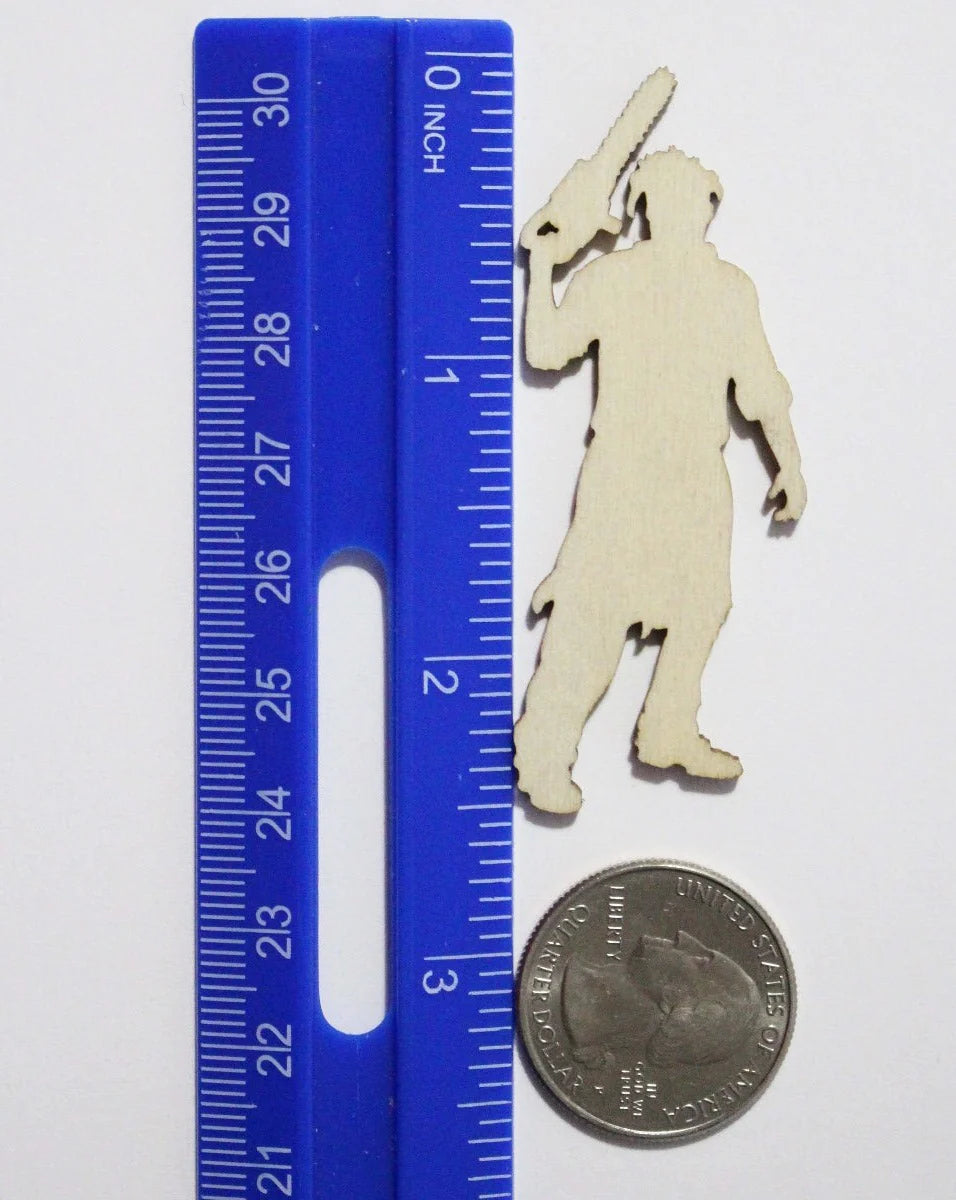 2.5 INCH TALL LASER CUT WOOD SHAPE CHAINSAW MAN