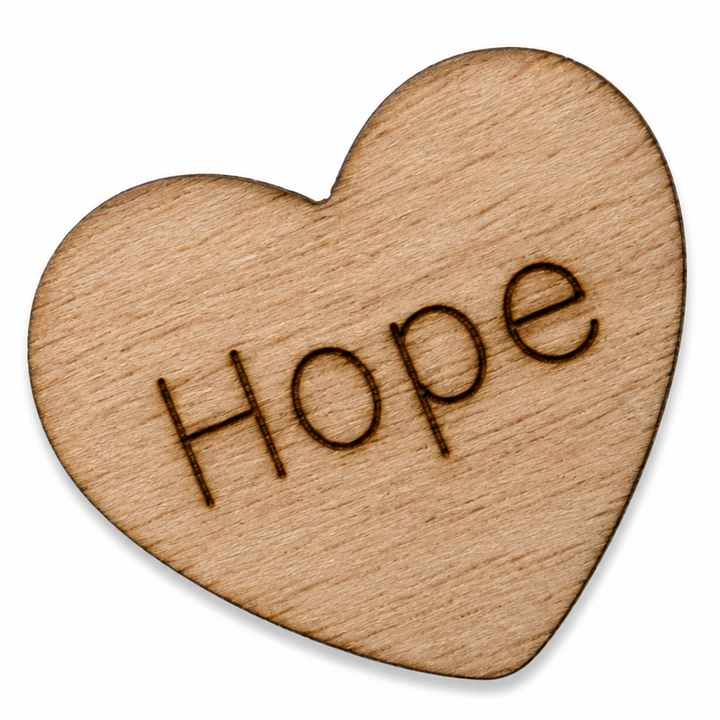 Wood Hearts thast say the word HOPE on it for table scatter decorations or giving to someone for encouragement by ChurchHouseWoodworks.com