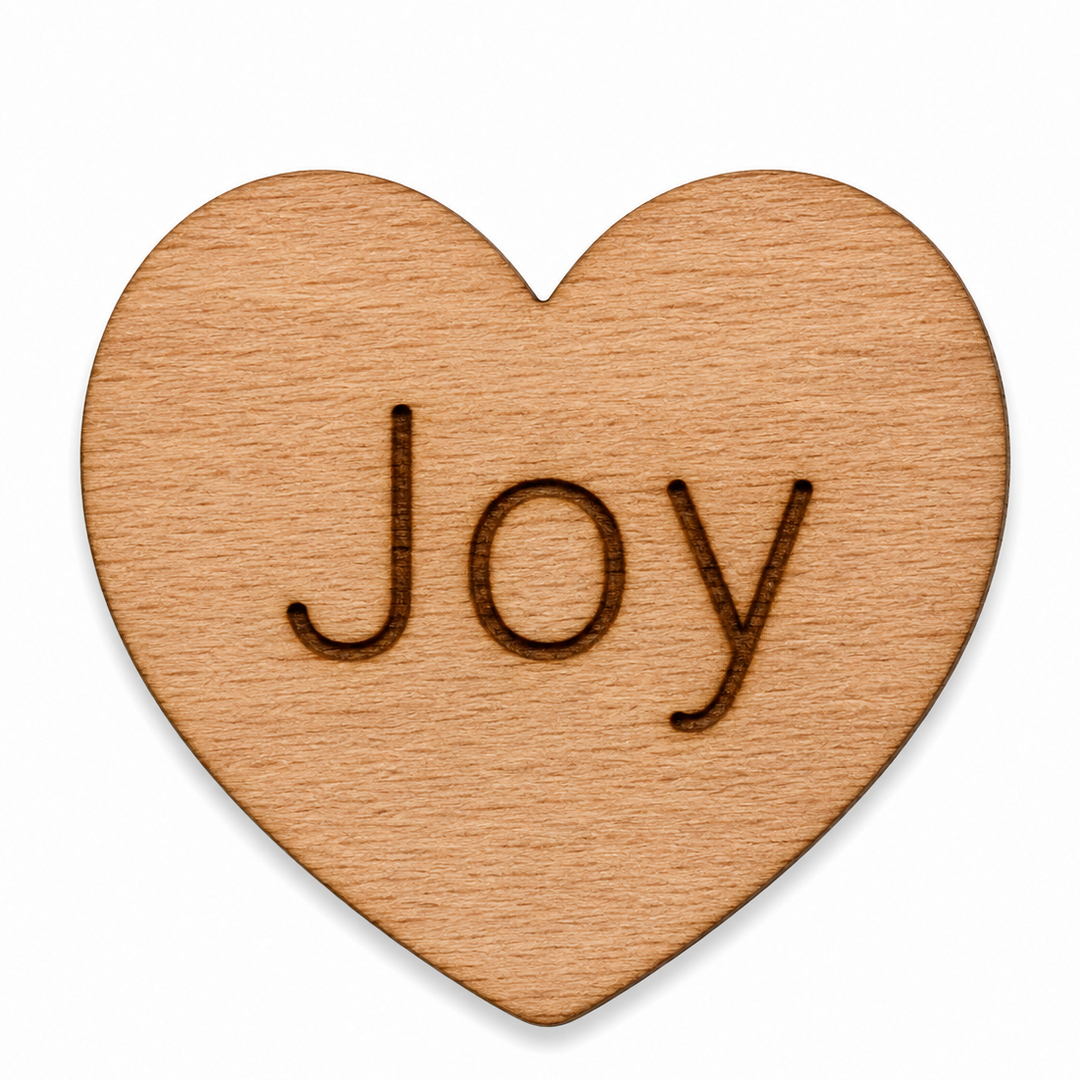Wood hearts that have the word on it that says JOY for table scatter deocrations. Birdal shower, handing out for encouragement, wedding shower, baby shower, 