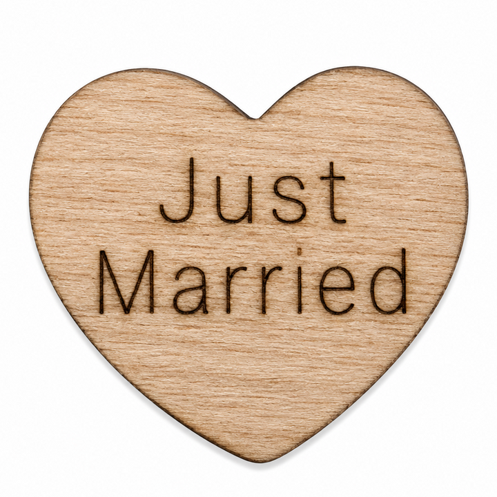 Just Married wood heart shapes for bridal showers or wedding showers by ChurchHousewoodworks.com