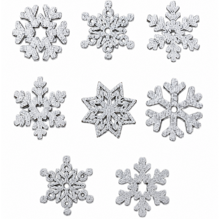 Mini Silver Wood Snowflake Mix (25 qty) 1 Inch
