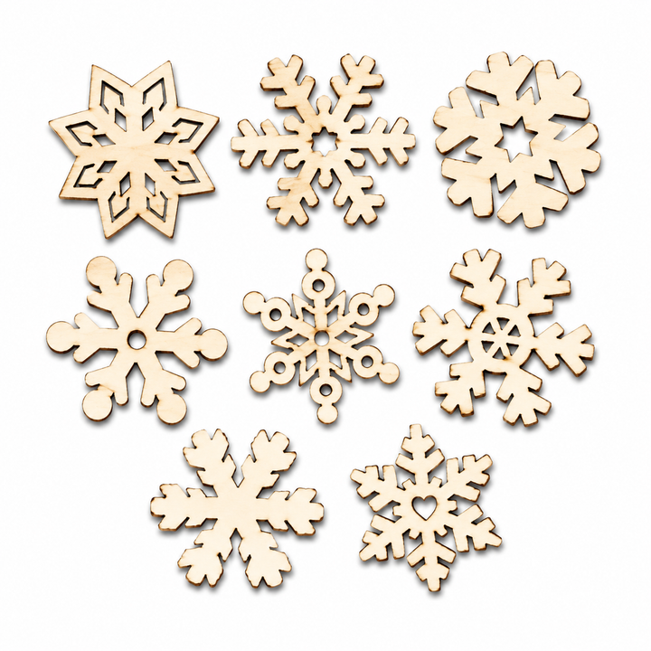 Mini Wood Snowflakes  (25 qty) 1 Inch