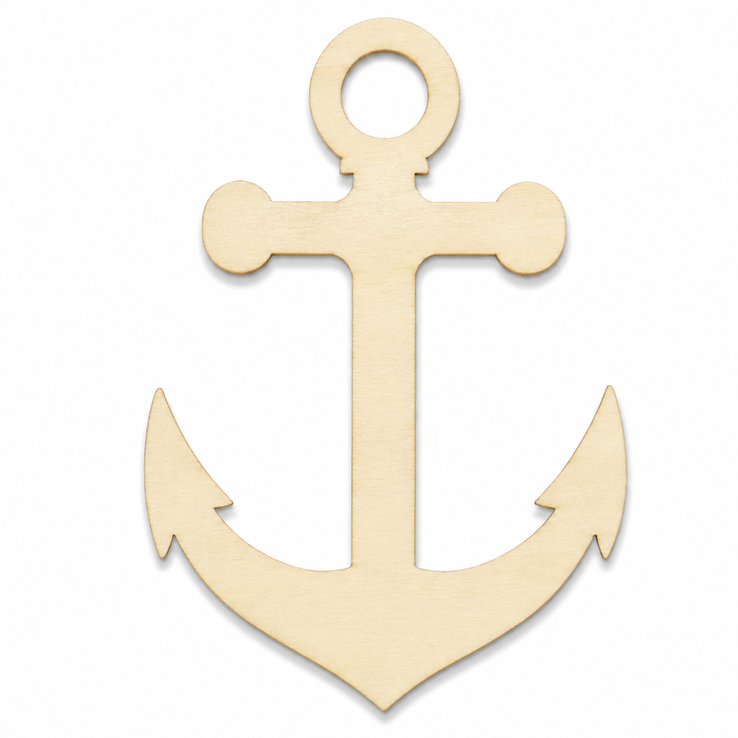 Wood Shape Cutout ship anchor for diy crafts to paint on by ChurchHouseWoodworks.com